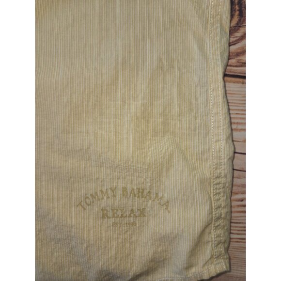 Tommy Bahama Mens Yellow Pinstripe Dress Shirt Medium Jacquard - Picture 7 of 8